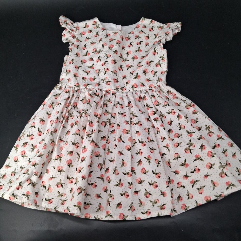 Esther & Jo Rosebud Floral Dress Flutter Sleeves Girls 3T Handmade Small Shop